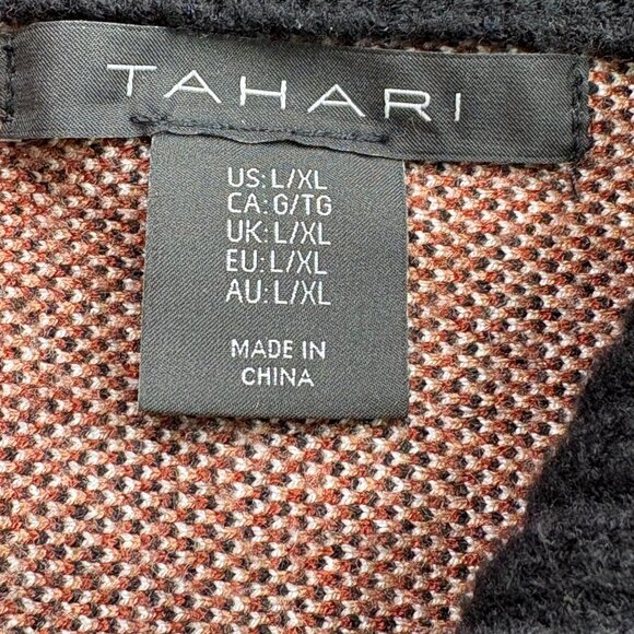Tahari Sweater Cape Womens L XL Brown Plaid Dolman Sleeve Blanket Poncho Zip‎ Up - Picture 3 of 12